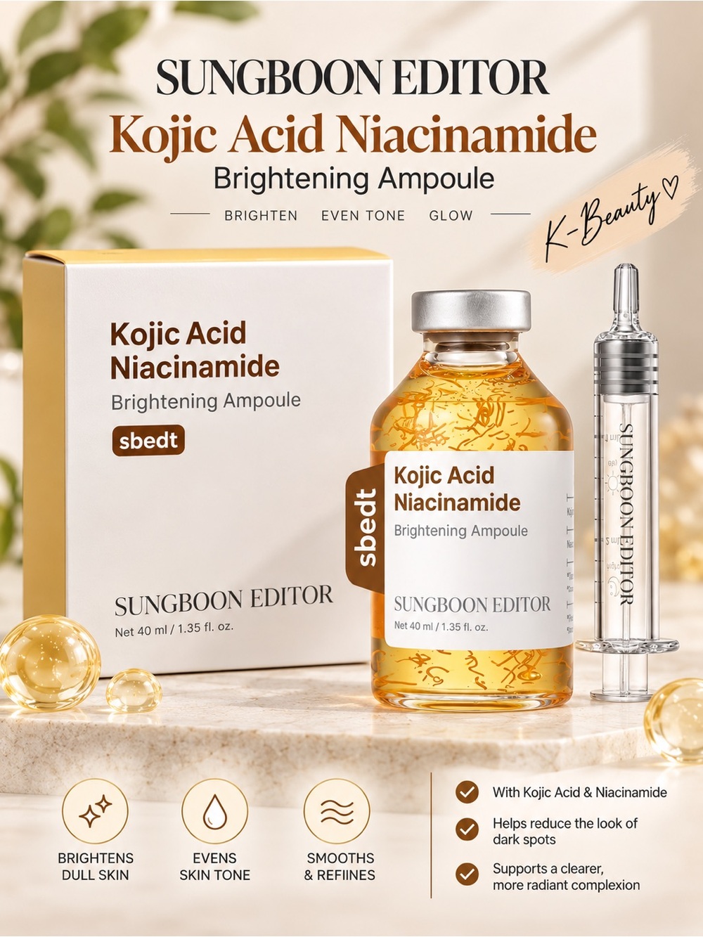 Sungboon Editor Kojic Acid Niacinamide Brightening Ampoule $45